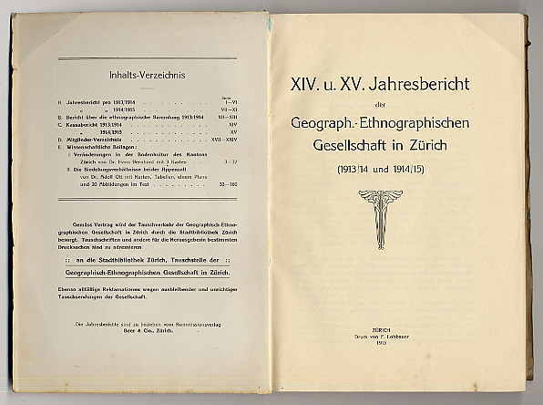 XIV und XV. Jahresbericht der Geographisch-Ethnographischen Gesellschaft in Züri