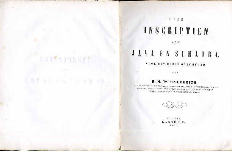 Friederich, Over inscriptien van Java en Sumatra, voor het eerst ontcijferd.