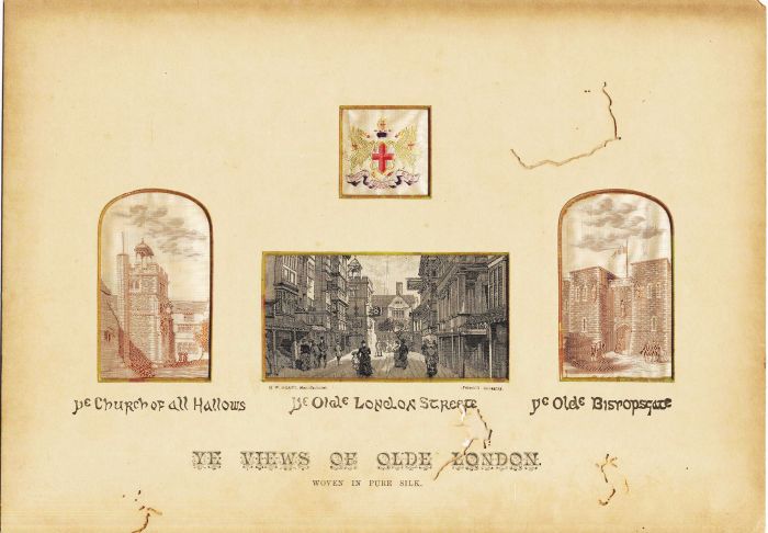 Seidenbild - Ye views of olde London. Woven in pure silk.