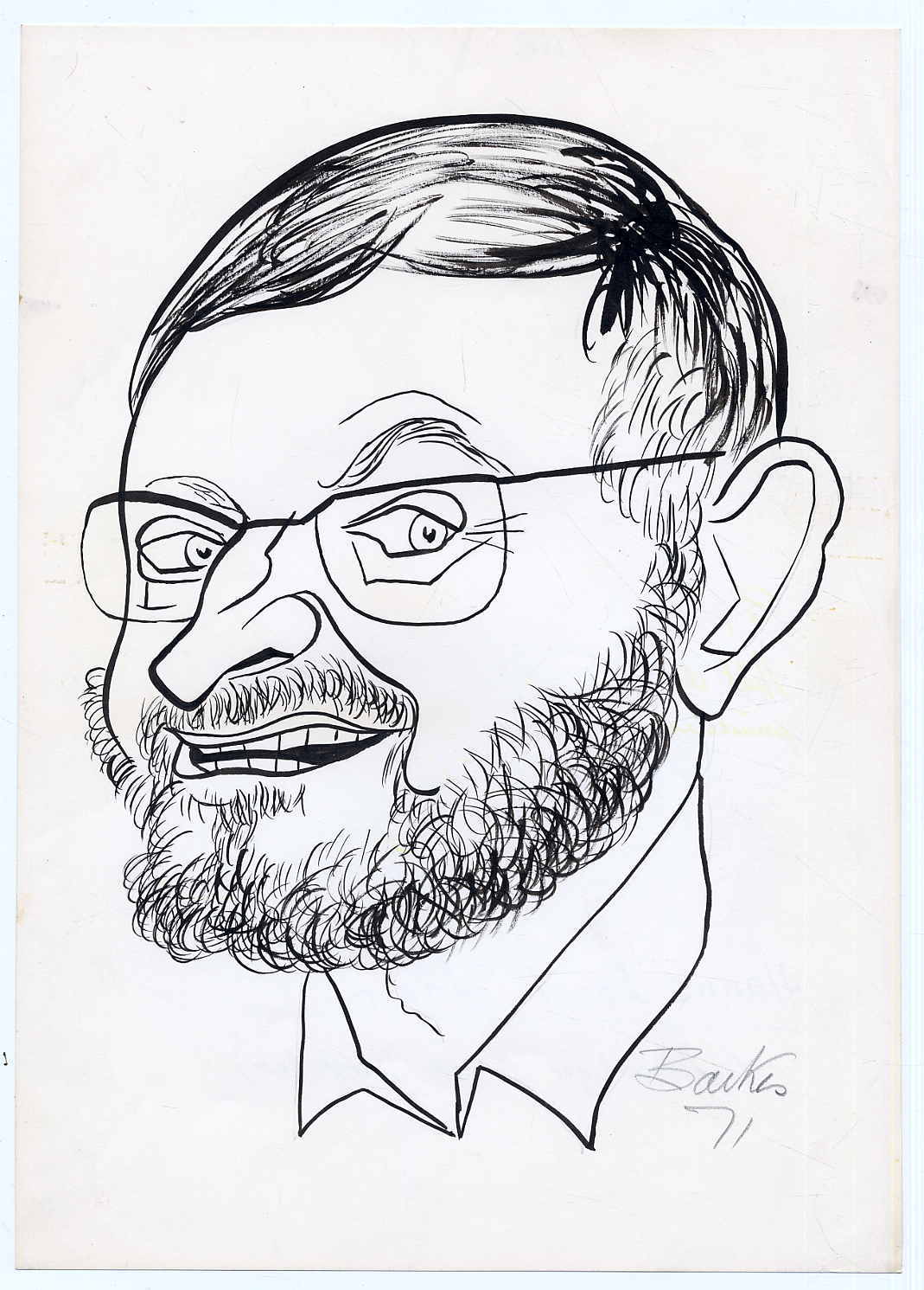 Jäger, Signierte Original-Porträtzeichnung von Lutz Backes. Rückseite mit eigenh