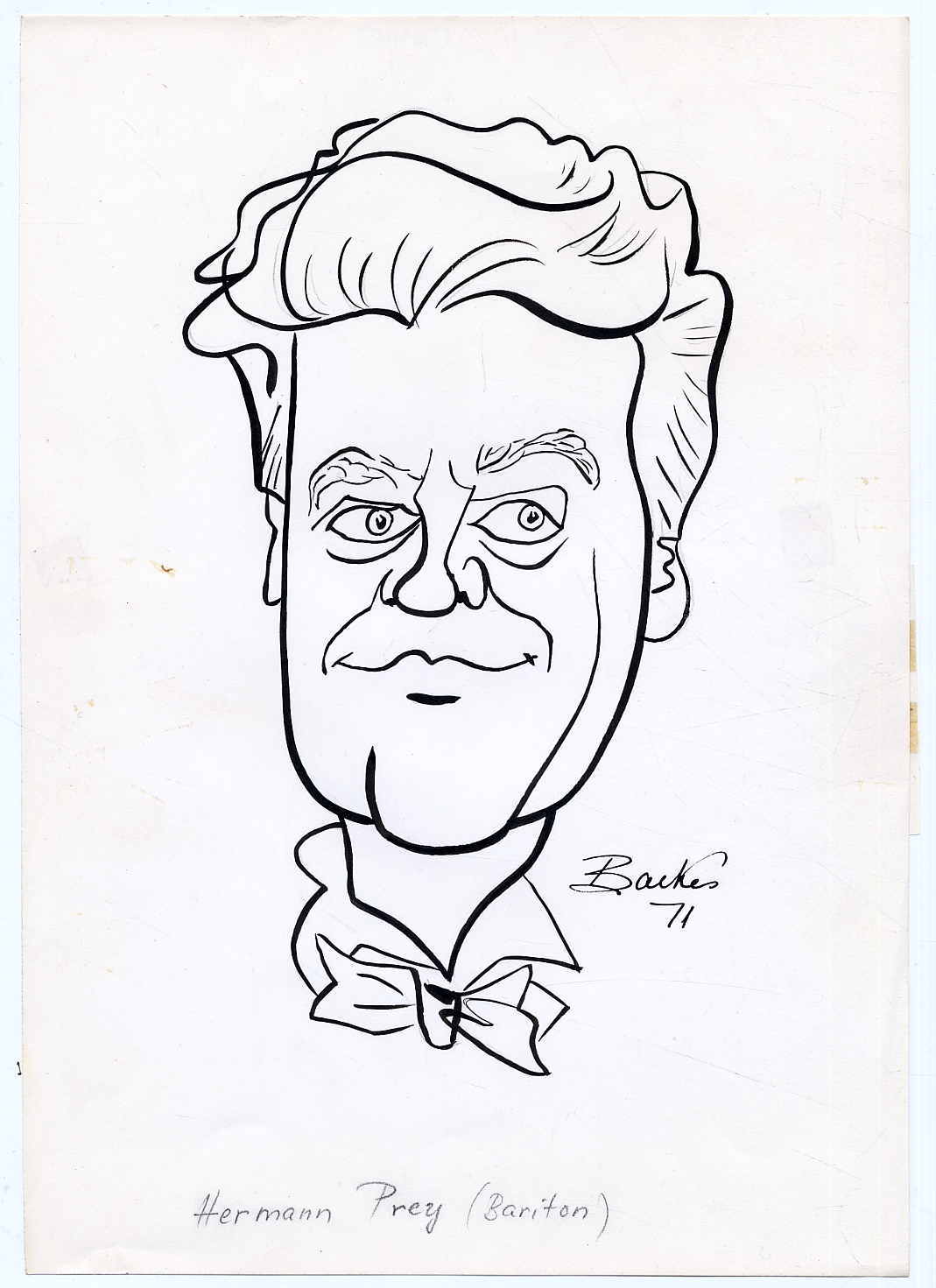 Prey, Signierte Karikatur, Original-Porträtzeichnung von Lutz Backes. Beigefügt:
