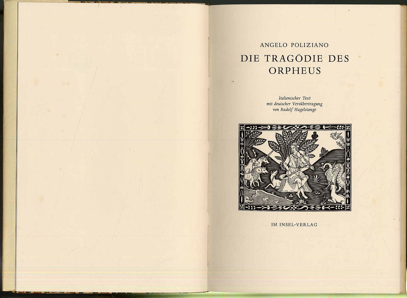 Poliziano, Die Tragödie des Orpheus. Italienischer Text mit deutscher Versübertr