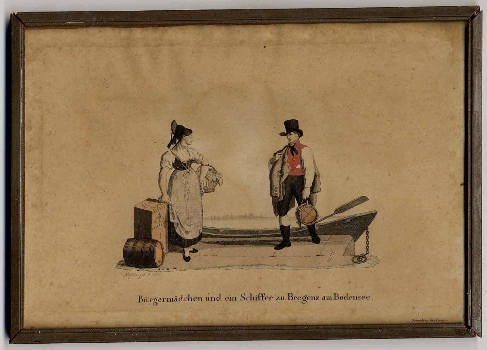 Bürgermädchen und ein Schiffer zu Bregenz am Bodensee.