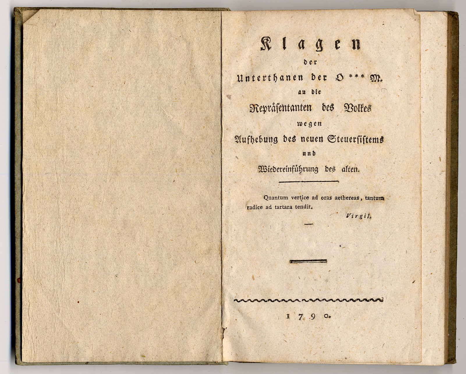 Klagen der Unterthanen der O*** M. an die Repräsentanten des Volkes wegen Aufheb