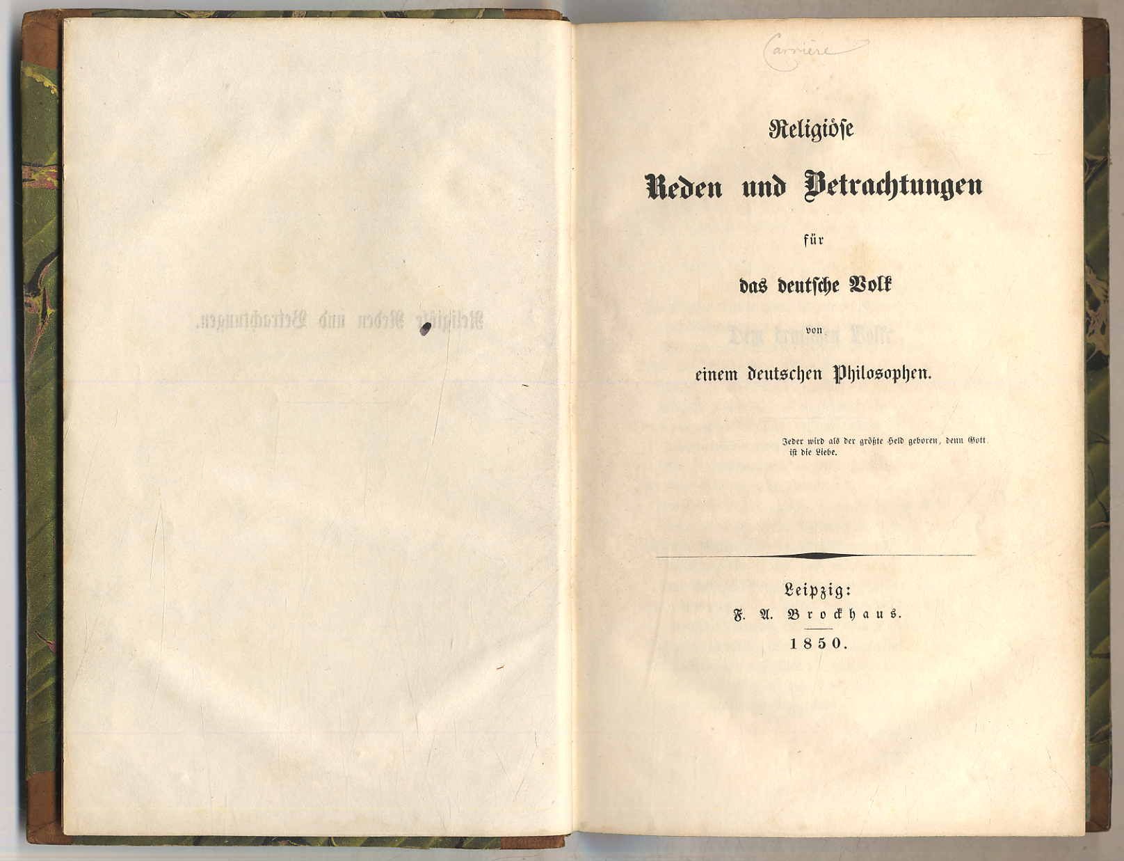 [Carriere, Religiöse Reden und Betrachtungen für das deutsche Volk von einem deu